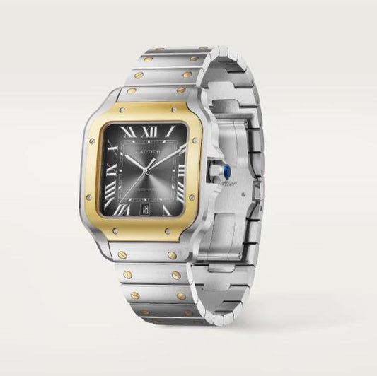 "Cartier Santos de Cartier Two-Tone Stainless Steel & Yellow Gold Men's Watch"